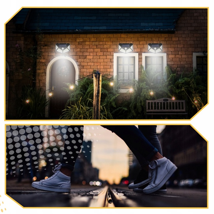LAMPA SOLARNA 100 LED Z CZUJNIKIEM ZMIERZCHU RUCHU ELEWACYJNA NAŚCIENNA Moc lampy 120 W